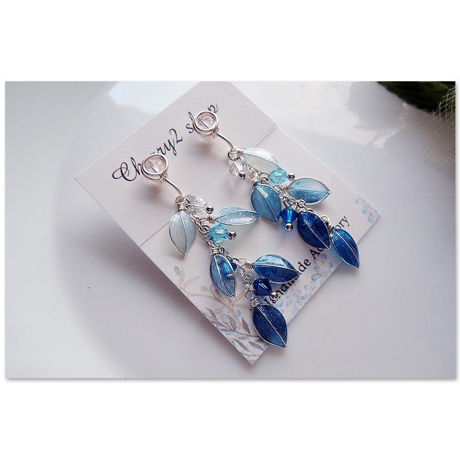 ◎Cherry2 shop◎手作。水晶花系列~秋冬款~樹葉水晶夾式耳環/無痛耳夾A211☆-細節圖2