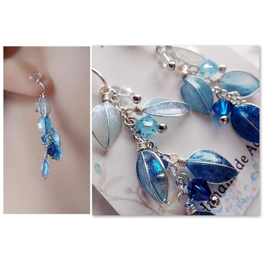 ◎Cherry2 shop◎手作。水晶花系列~秋冬款~樹葉水晶夾式耳環/無痛耳夾A211☆-細節圖3