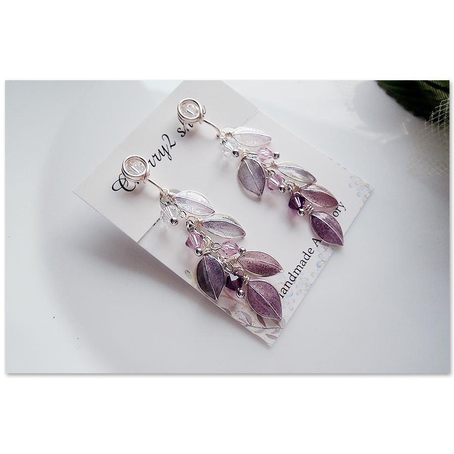 ◎Cherry2 shop◎手作。水晶花系列~秋冬款~樹葉水晶夾式耳環/無痛耳夾A211☆-細節圖5