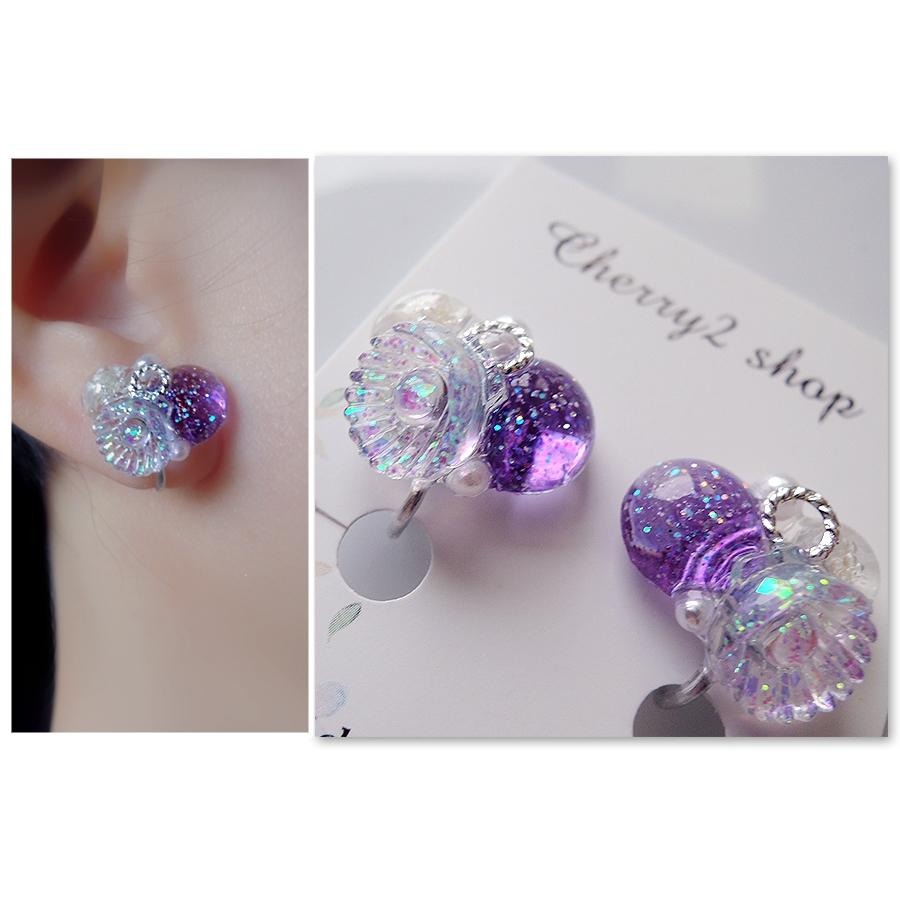 ◎Cherry2 shop◎手作。滴膠款~貝殼珍珠滴膠夾式 耳環/手工耳夾A2942☆-細節圖3