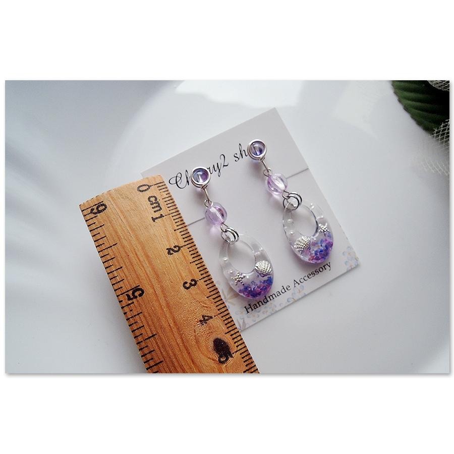 ◎Cherry2 shop◎手作。滴膠款~橢圓滴膠貝殼南瓜珠夾式耳環/手工耳夾A2937☆-細節圖4