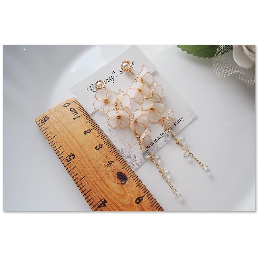 ◎Cherry2 shop◎手作。水晶花系列~柔白小花珠鏈夾式耳環/手工耳夾A2623☆-細節圖4