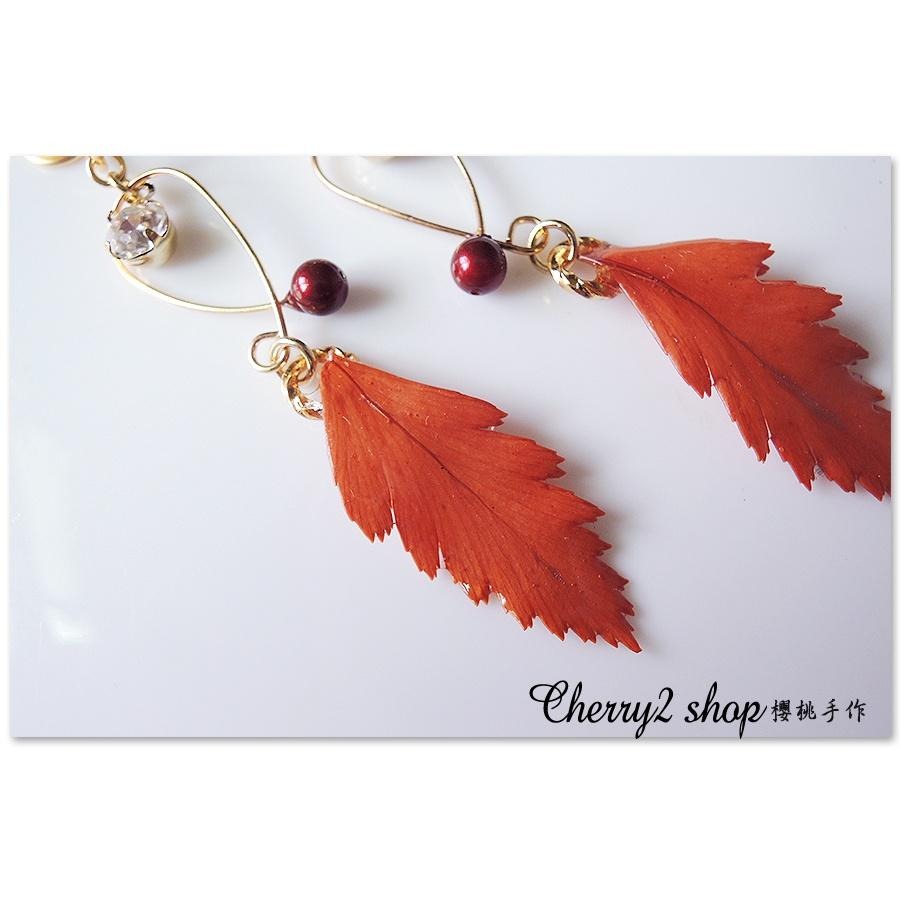 ◎Cherry2 shop◎手作。真花系列~交叉曲線+山羊齒夾式耳環/手工耳夾A9732☆-細節圖3