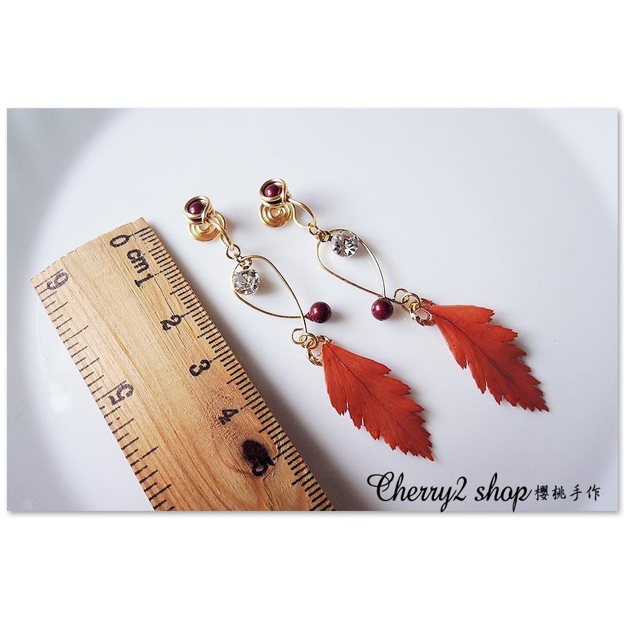 ◎Cherry2 shop◎手作。真花系列~交叉曲線+山羊齒夾式耳環/手工耳夾A9732☆-細節圖5