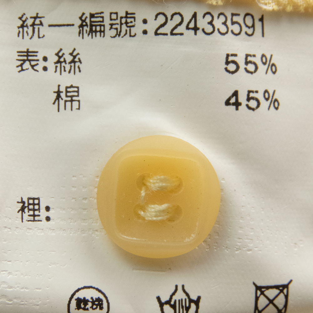 專櫃品牌CRAIG鵝黃色蠶絲條紋小三角形長袖襯衫-細節圖6
