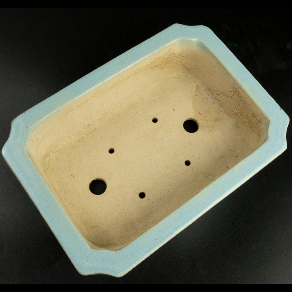 李洪盆藝天青色山水描繪四方切角陶瓷盆 花盆-細節圖3