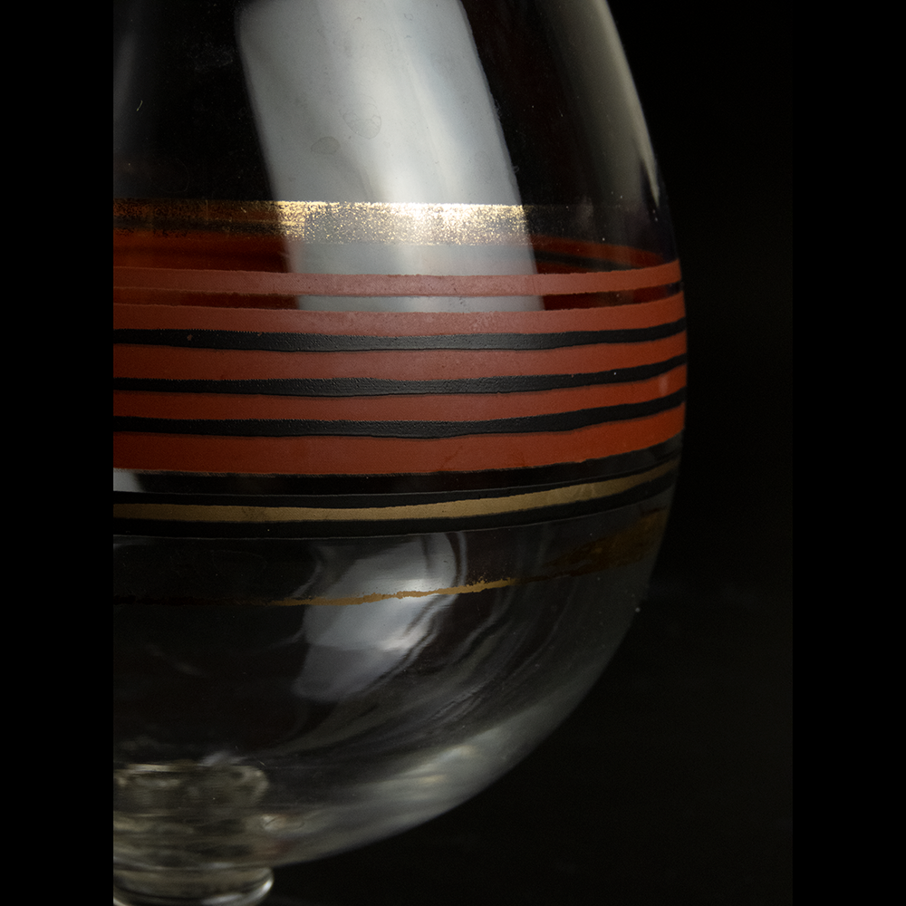 紅色線條古董玻璃杯-細節圖3