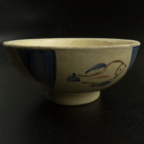 日式老碗 手繪魚 蔬菜 陶瓷碗
