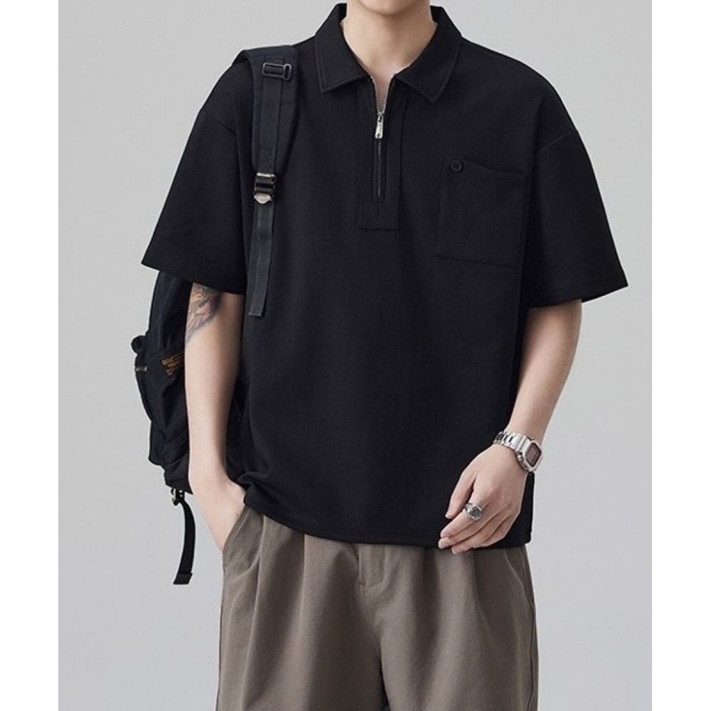 𝔾𝕣𝕒𝕔𝕖 𝕊𝕥𝕦𝕕𝕚𝕠♡男裝♡休閒拉鍊翻領短袖上衣-細節圖5