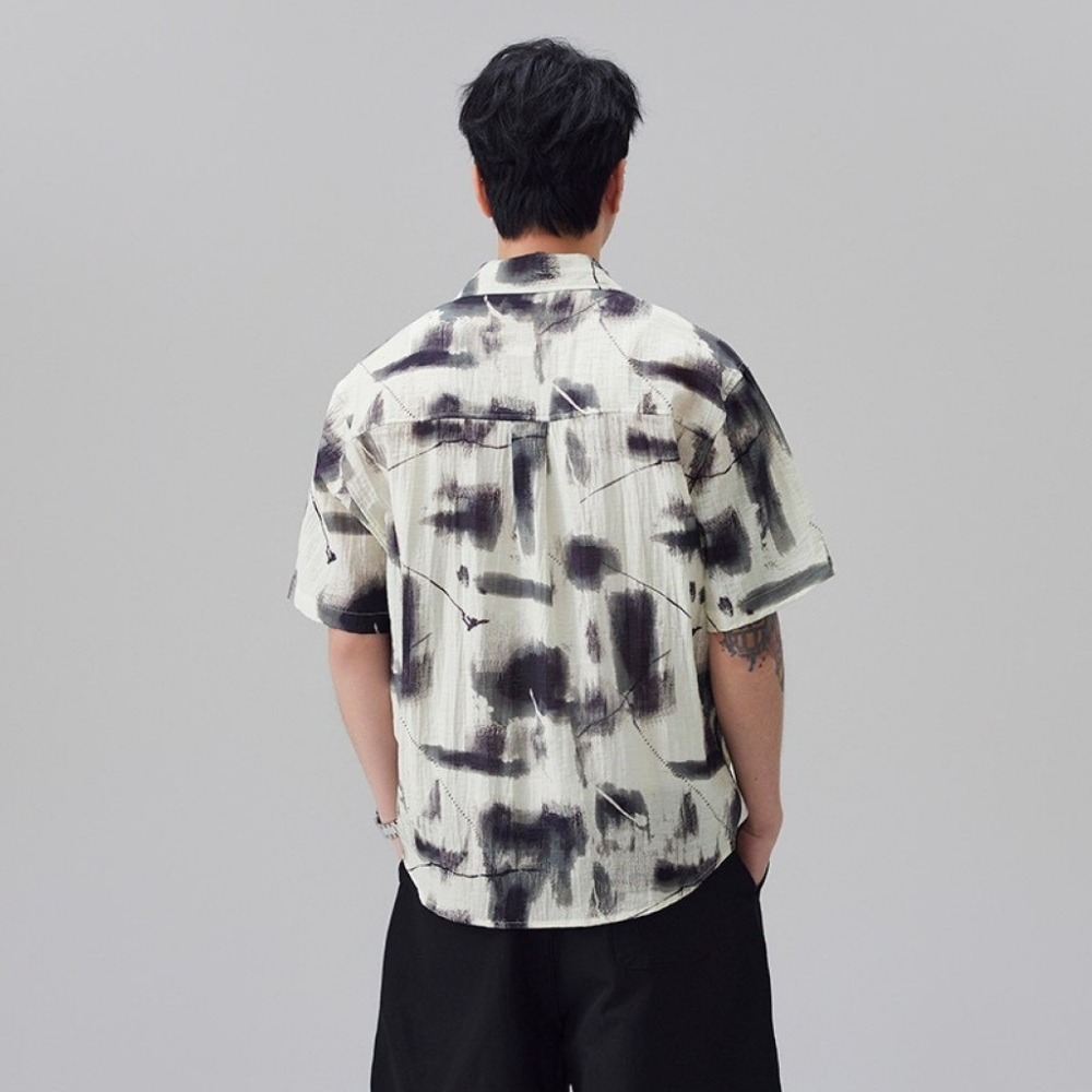 𝔾𝕣𝕒𝕔𝕖 𝕊𝕥𝕦𝕕𝕚𝕠♡男裝♡亞麻印染襯衫-細節圖5