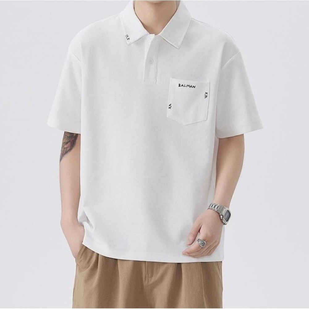 𝔾𝕣𝕒𝕔𝕖 𝕊𝕥𝕦𝕕𝕚𝕠♡男裝♡刺繡英字口袋POLO衫-細節圖4