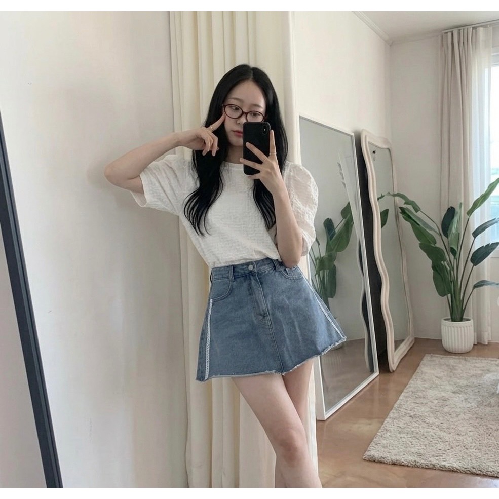 🇰🇷 𝔾𝕣𝕒𝕔𝕖 𝕊𝕥𝕦𝕕𝕚𝕠♡上衣♡ 圓領立體紋理澎袖上衣-細節圖2