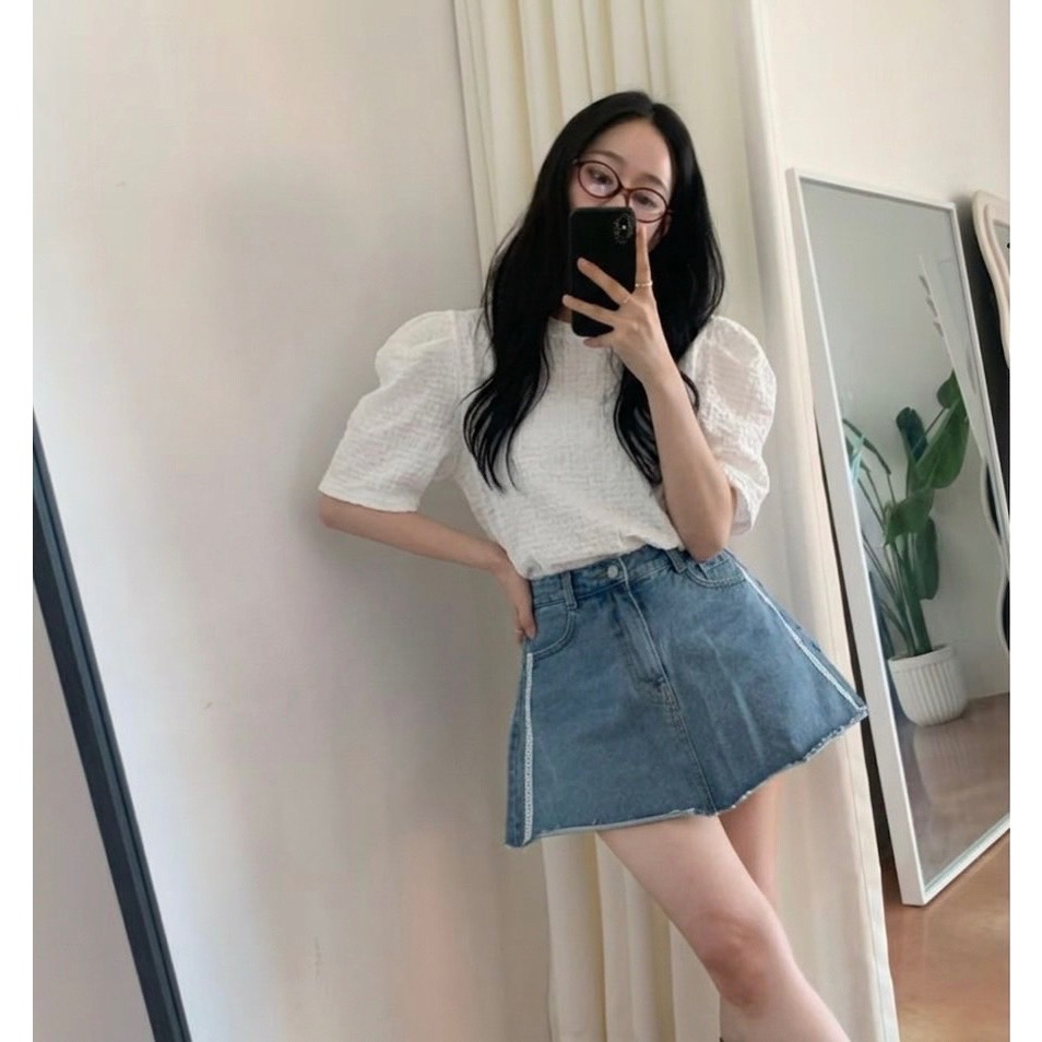 🇰🇷 𝔾𝕣𝕒𝕔𝕖 𝕊𝕥𝕦𝕕𝕚𝕠♡上衣♡ 圓領立體紋理澎袖上衣-細節圖4