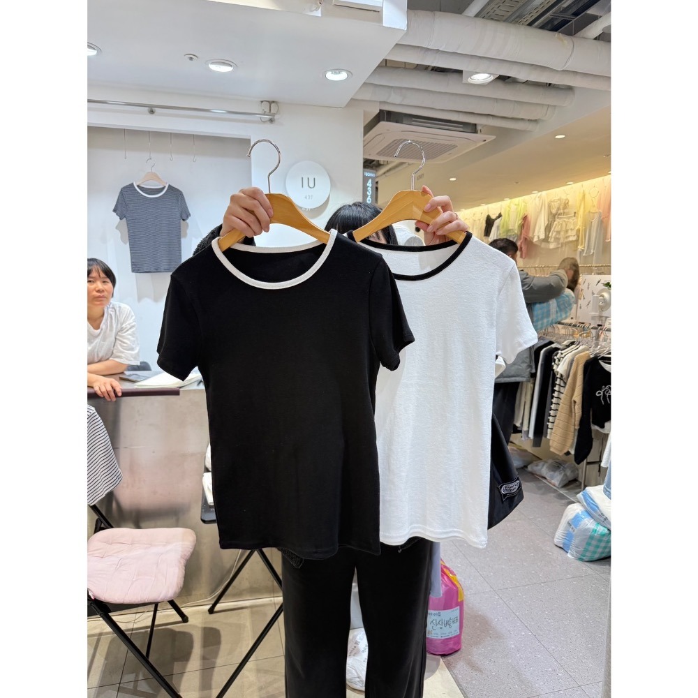 🇰🇷𝔾𝕣𝕒𝕔𝕖 𝕊𝕥𝕦𝕕𝕚𝕠♡上衣♡圓領撞色滾邊上衣-細節圖6