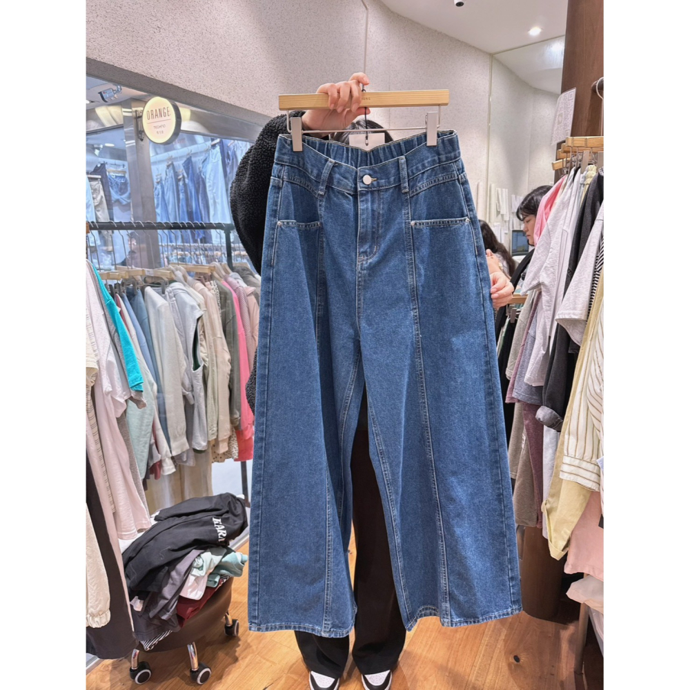 🇰🇷𝔾𝕣𝕒𝕔𝕖 𝕊𝕥𝕦𝕕𝕚𝕠♡下著♡小口袋壓線造型牛仔寬褲-細節圖7