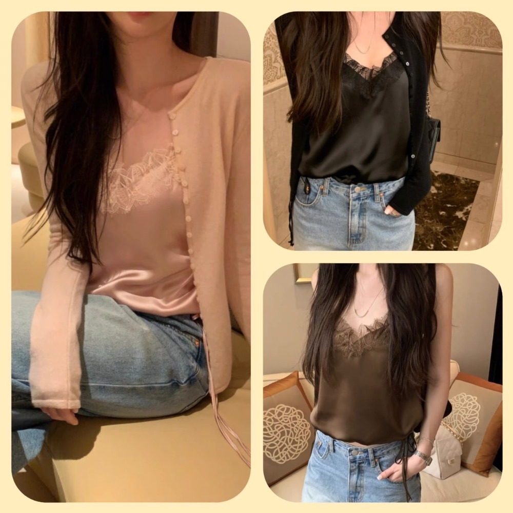 🇰🇷𝔾𝕣𝕒𝕔𝕖 𝕊𝕥𝕦𝕕𝕚𝕠♡上衣♡蕾絲下擺抽繩吊帶背心-細節圖2