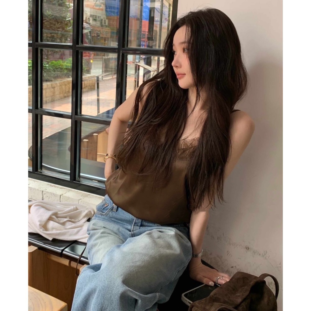 🇰🇷𝔾𝕣𝕒𝕔𝕖 𝕊𝕥𝕦𝕕𝕚𝕠♡上衣♡蕾絲下擺抽繩吊帶背心-細節圖4
