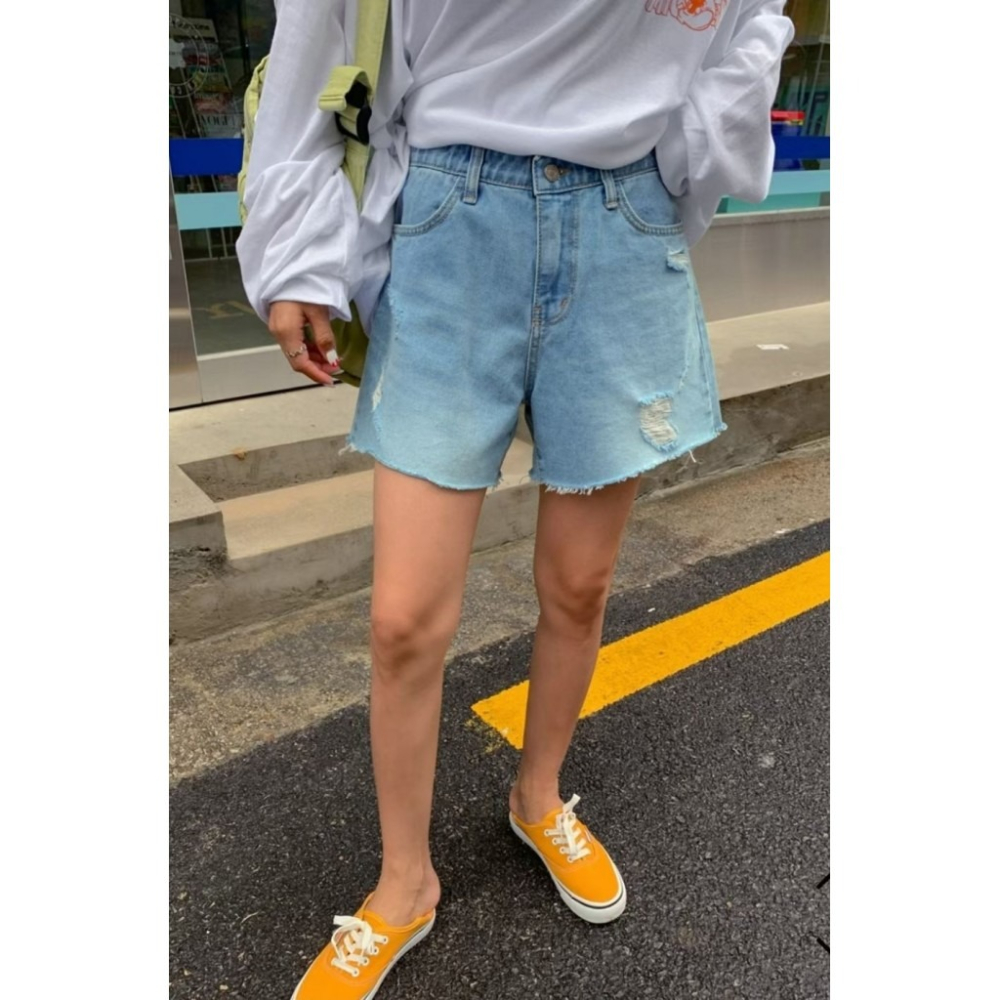 🇰🇷破壞感抽鬚牛仔短褲-細節圖6