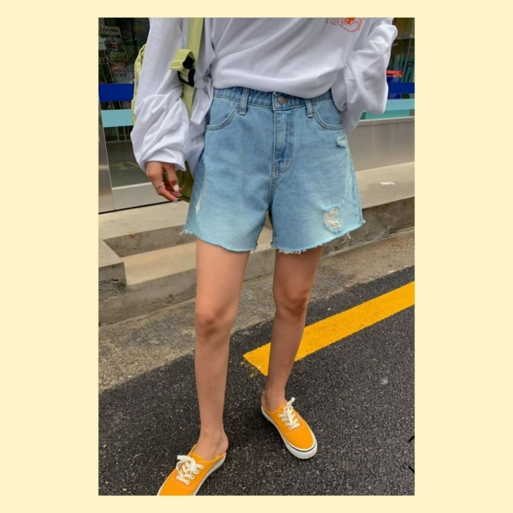 🇰🇷破壞感抽鬚牛仔短褲-細節圖8