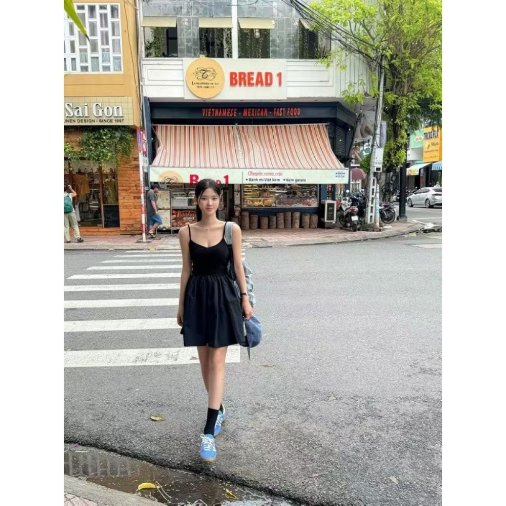 🇰🇷吊帶收腰洋裝-細節圖3