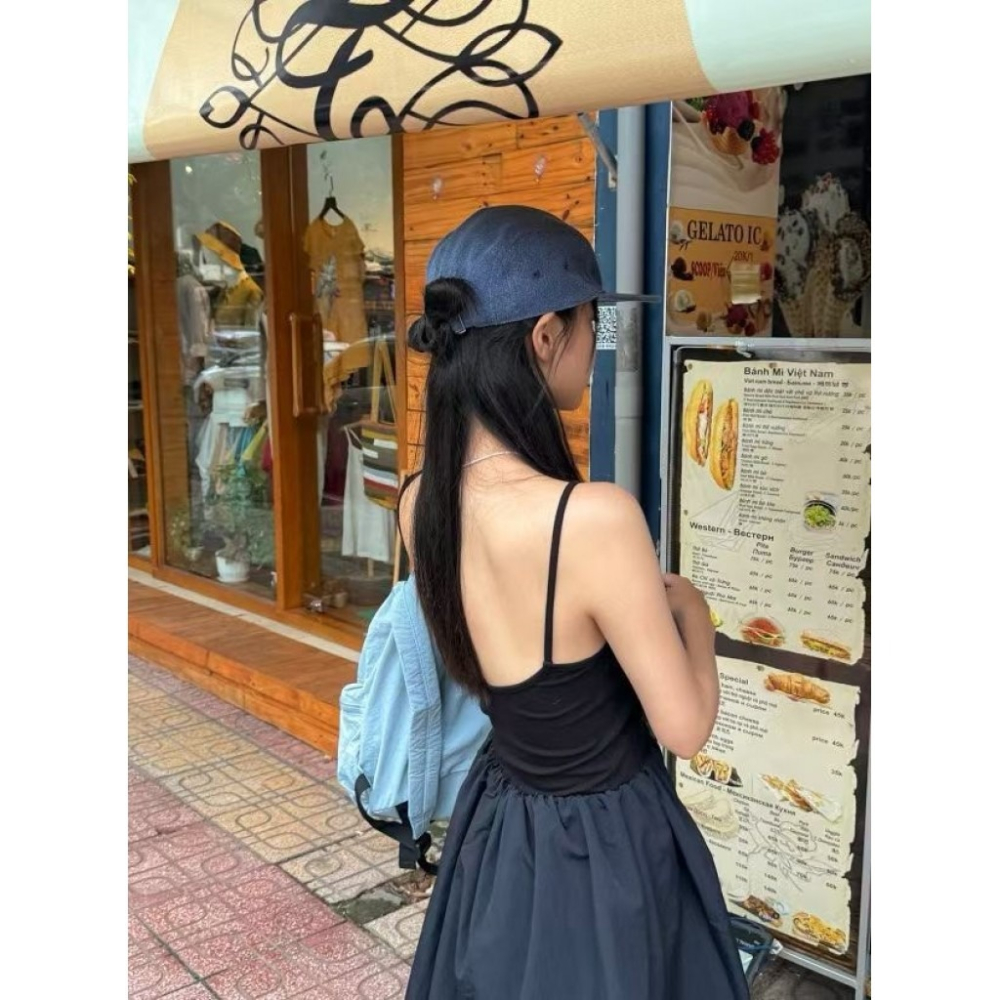 🇰🇷吊帶收腰洋裝-細節圖9