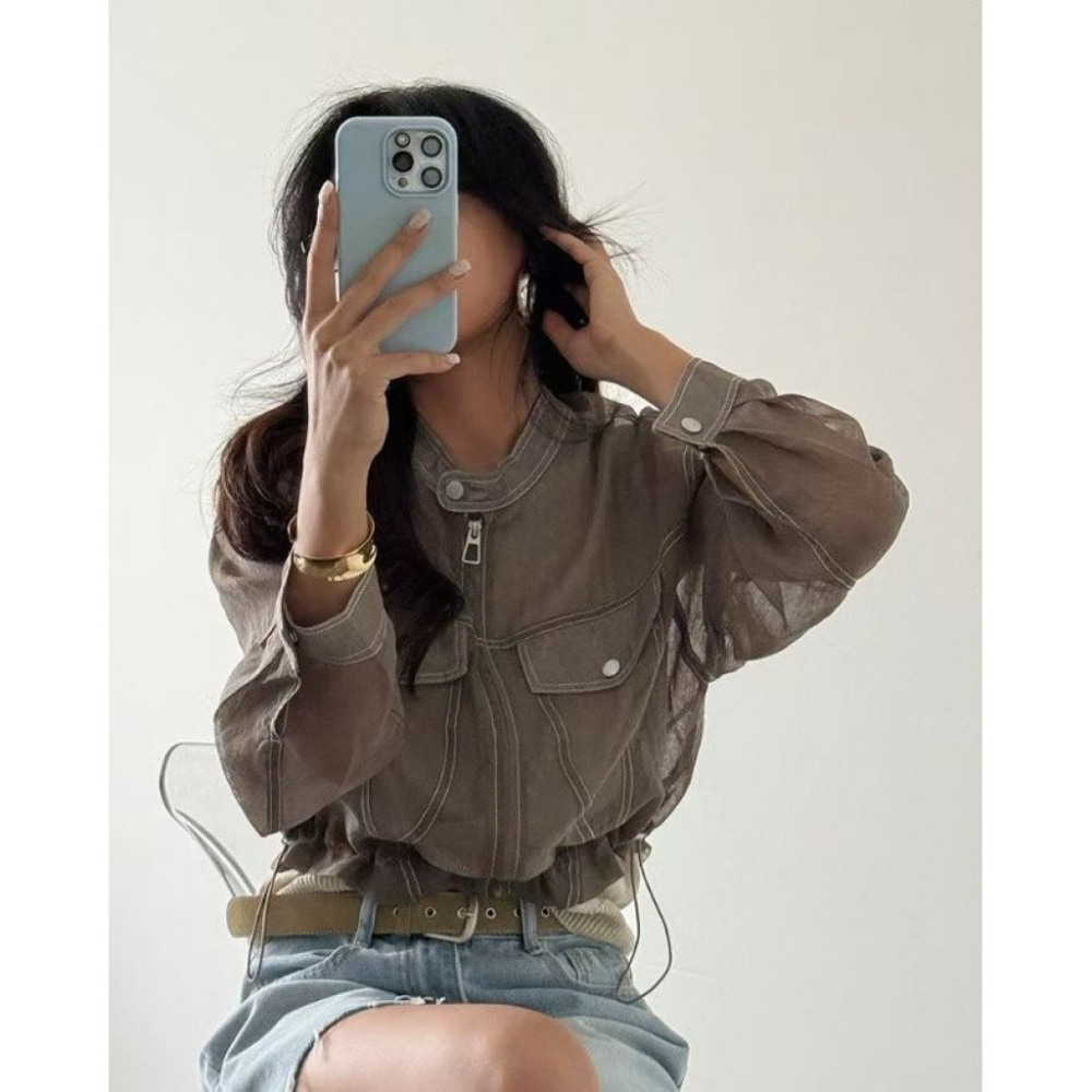 🇰🇷 𝔾𝕣𝕒𝕔𝕖 𝕊𝕥𝕦𝕕𝕚𝕠♡外套♡率性立領薄款外套-細節圖4