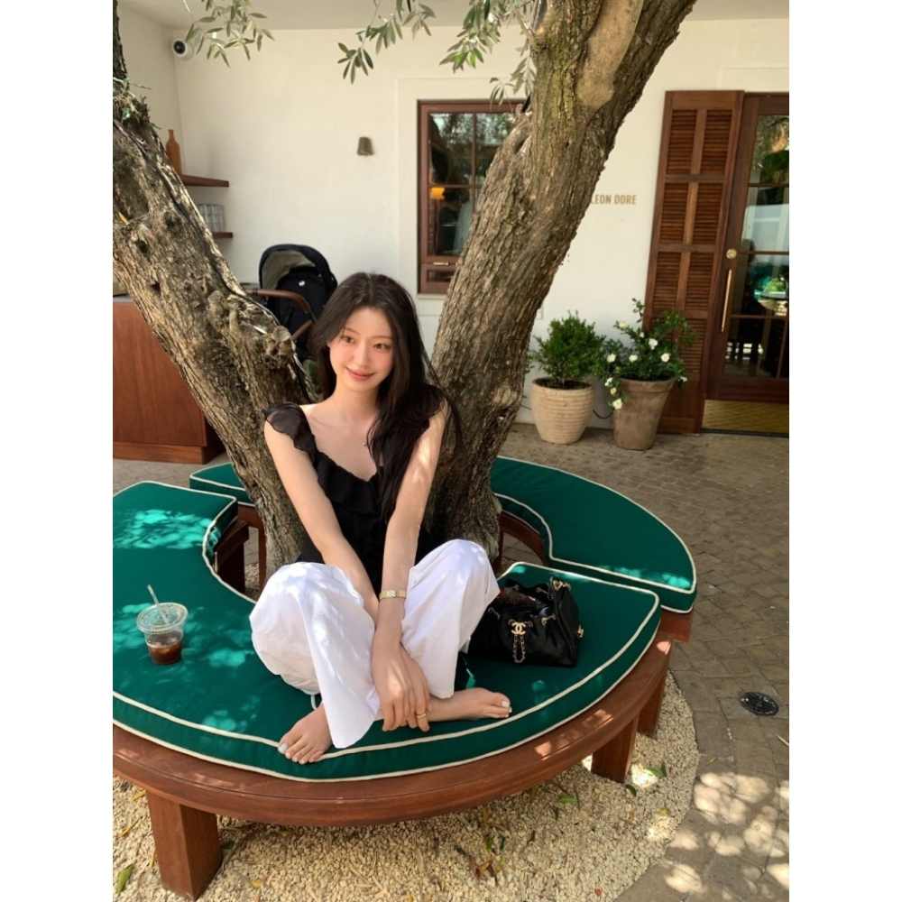 🇰🇷 𝔾𝕣𝕒𝕔𝕖 𝕊𝕥𝕦𝕕𝕚𝕠♡上衣♡荷葉滾邊雪紡背心-細節圖7