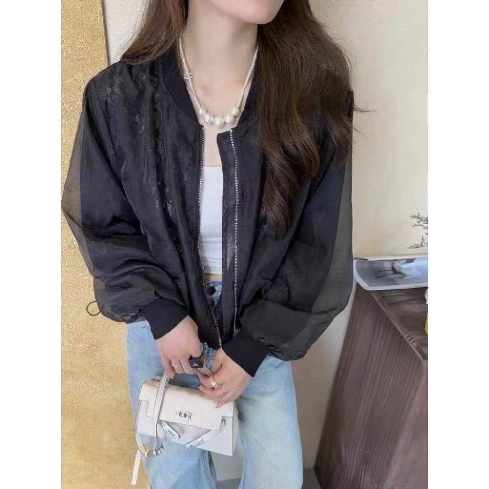 🇰🇷 𝔾𝕣𝕒𝕔𝕖 𝕊𝕥𝕦𝕕𝕚𝕠♡外套♡透紗蕾絲飛行外套-細節圖5