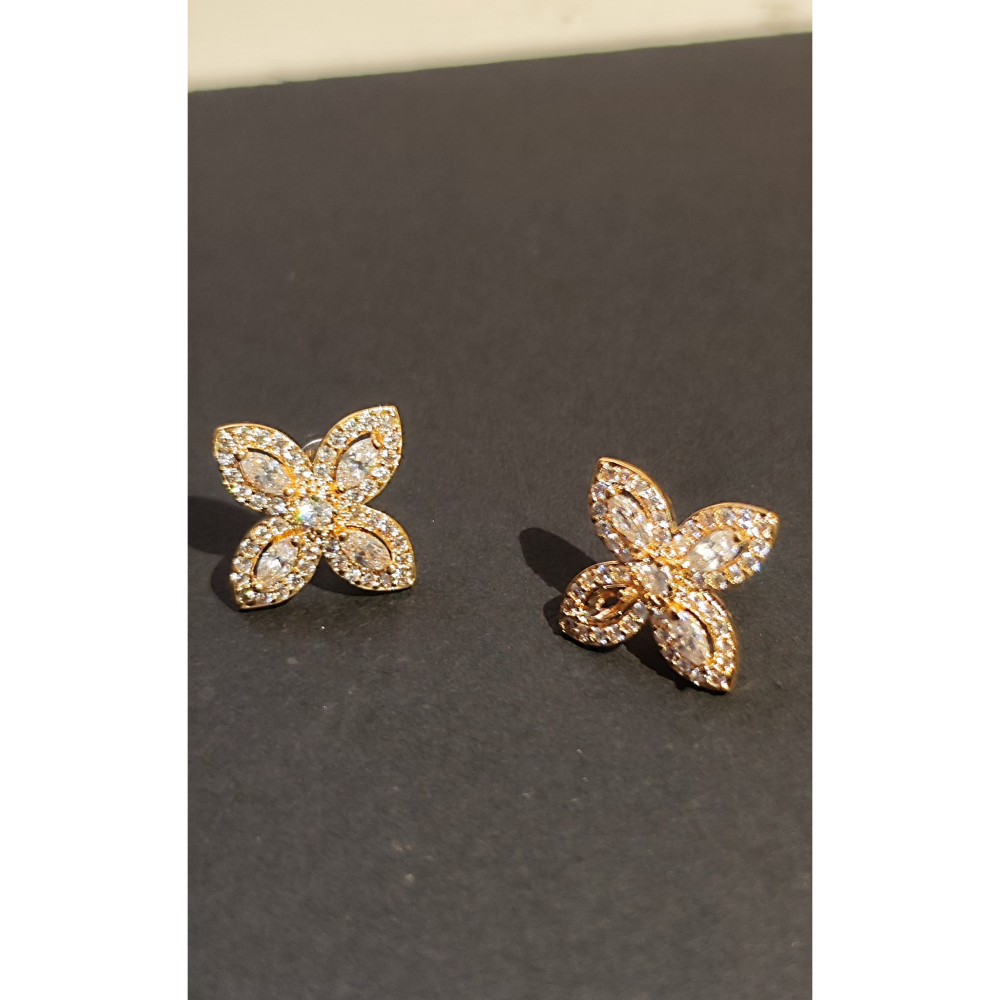 輕奢金色貼耳小花耳釘-細節圖2