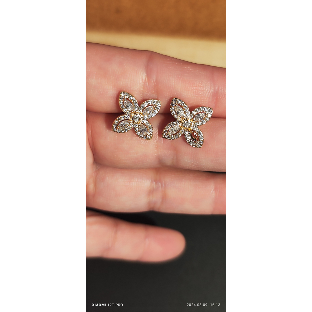 輕奢金色貼耳小花耳釘-細節圖4