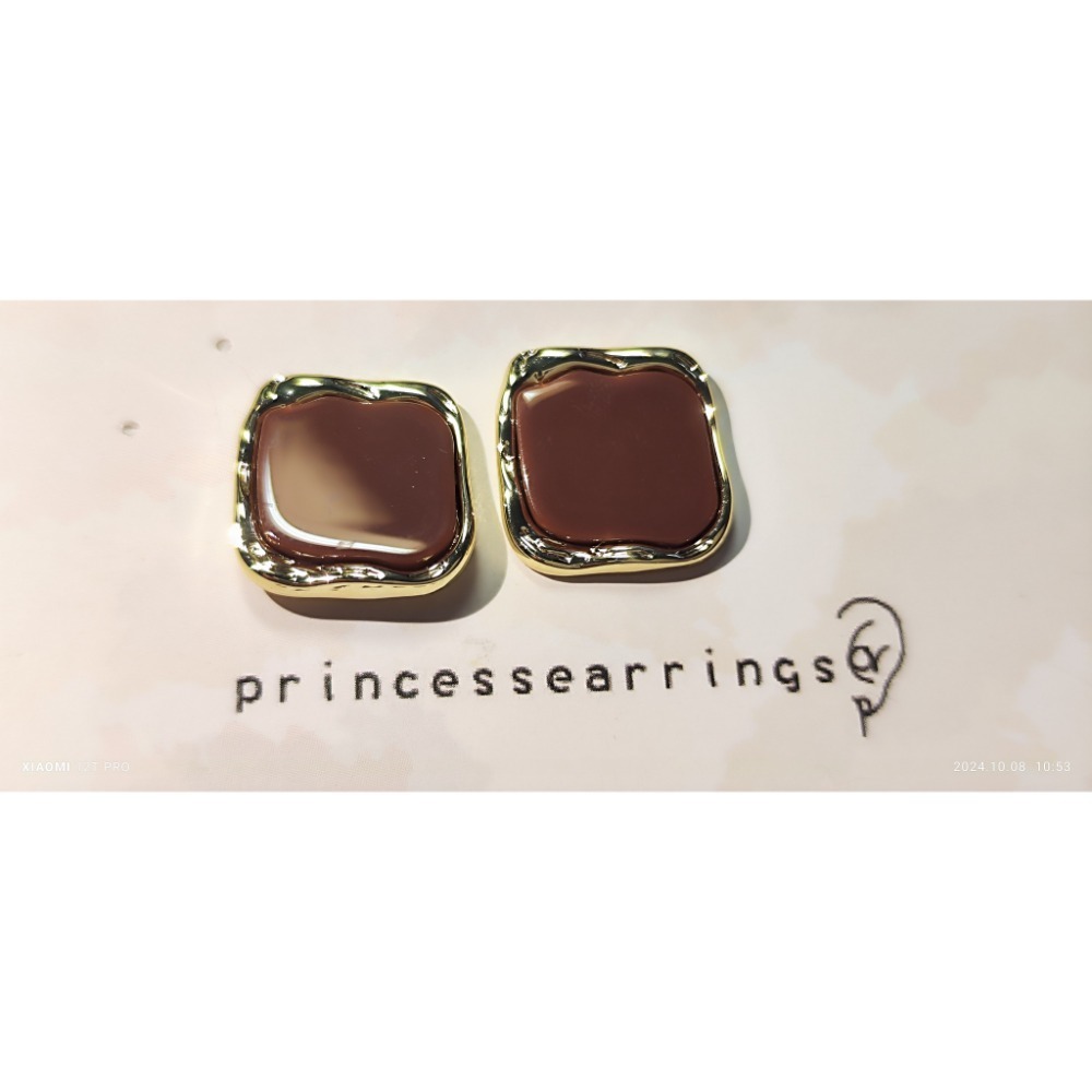 方形鑲金邊耳釘-規格圖5
