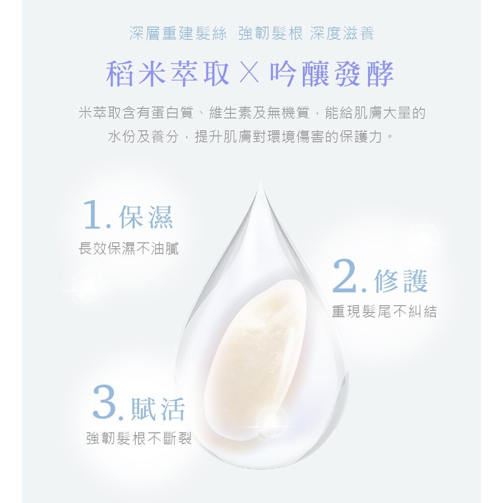 【台北士林*店面】SINTER顏璽》晶米吟釀洗髮潤髮乳 保濕不流淚洗髮露 乾使兩用免沖洗護髮素 送禮-細節圖3