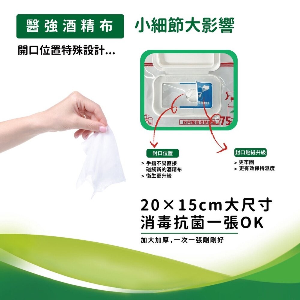 【台北士林*店面】醫強》75%抗菌酒精布 濕紙巾 酒精擦 60抽/包 20x15cm 99.9%抗菌 送禮-細節圖3