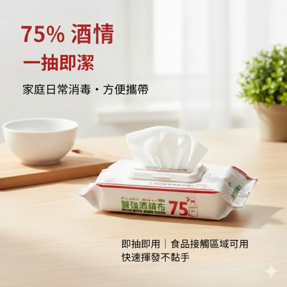 【台北士林*店面】醫強》75%抗菌酒精布 濕紙巾 酒精擦 60抽/包 20x15cm 99.9%抗菌 送禮-細節圖4