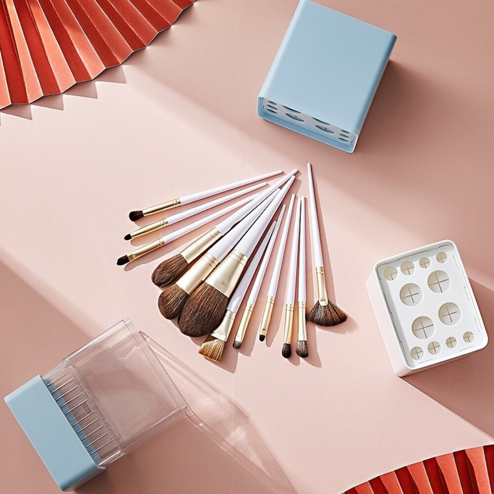 【實體店+發票】化妝刷晾曬收納盒 化妝刷收納 梳妝台置物 白色 粉色 淺藍色 送禮-細節圖8