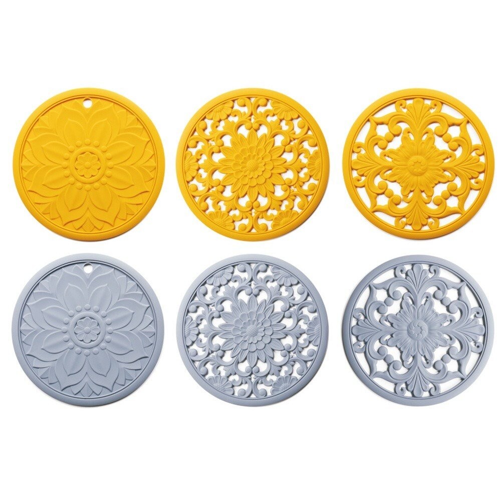 【實體店+發票】鏤空花卉造型隔熱墊  精美鏤空隔熱墊 古典花卉隔熱墊 矽膠隔熱墊 耐高溫防燙碗墊 送禮-細節圖10