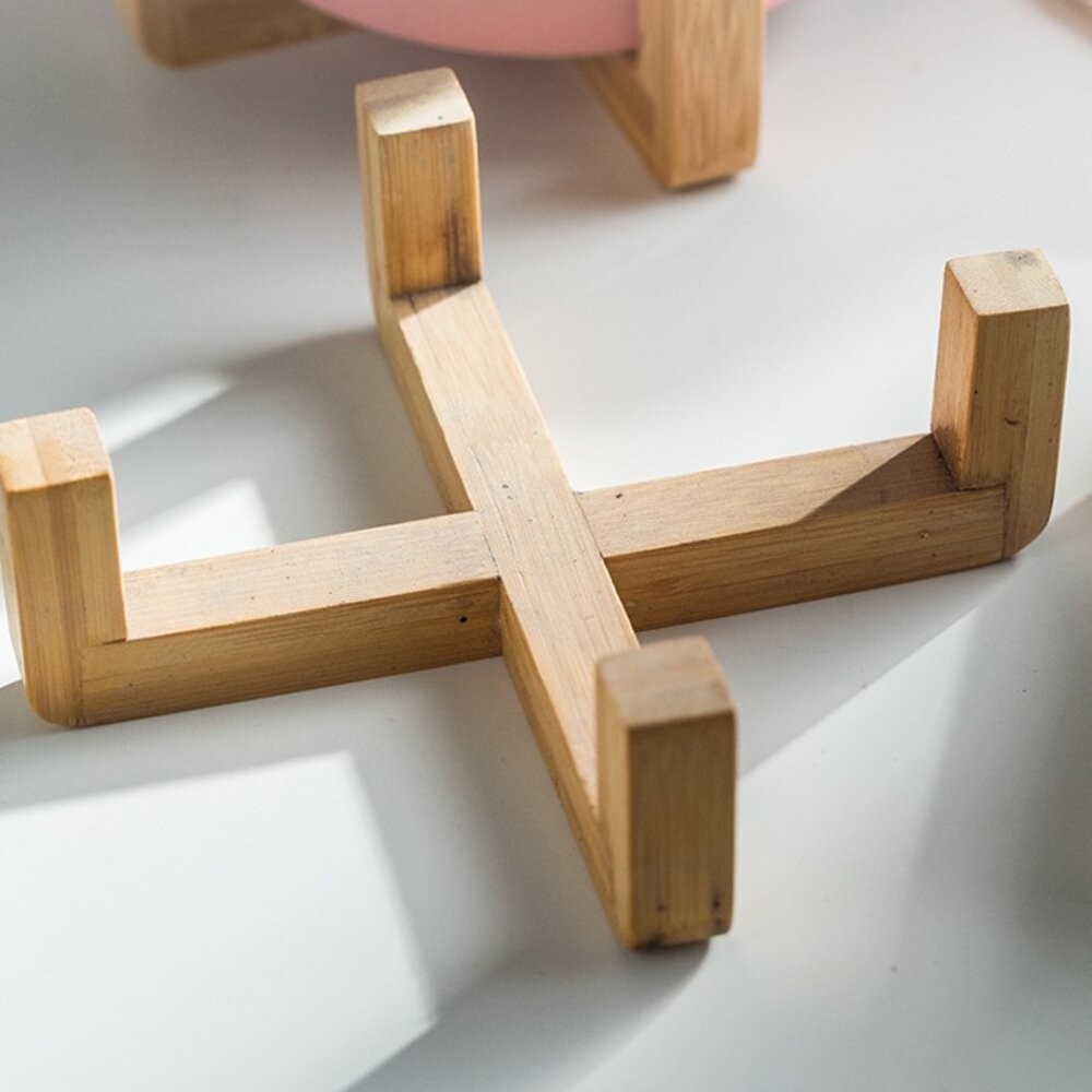 【實體店+發票】北歐風多用途木架陶瓷 花盆木架 木架沙發碗 木架寵物碗 陶瓷花盆 水培花盆 微波烤箱碗 送禮-細節圖8