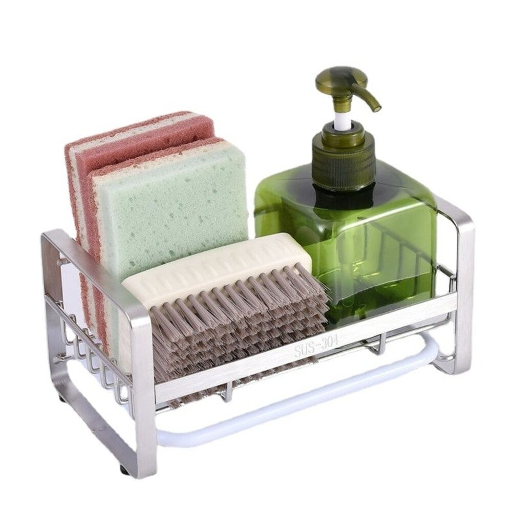 【實體店+發票】304不鏽鋼瀝水架 海綿菜瓜布瀝水架 抹布菜瓜布收納架 廚房瀝水架 送禮-細節圖2