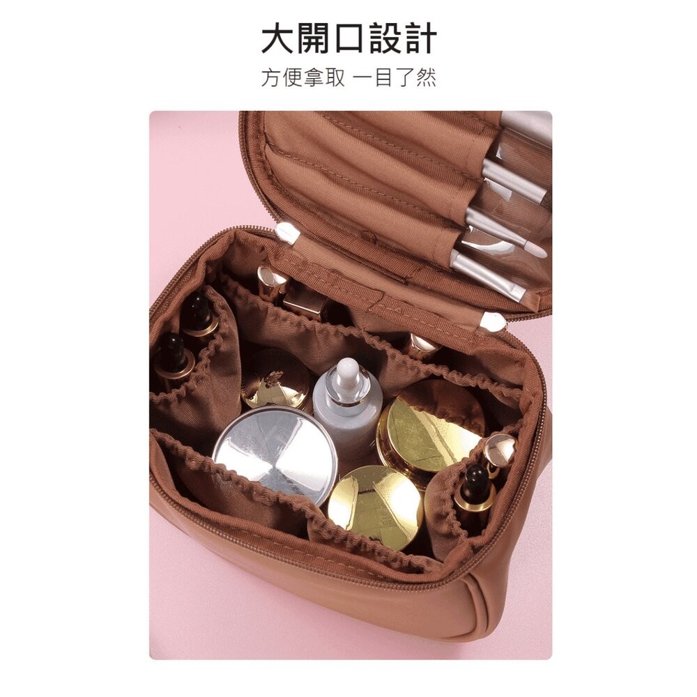 【實體店+發票】大容量手提巧形化妝包 雙拉鍊 多隔層收納包 便攜旅行 ins風 送禮-細節圖3
