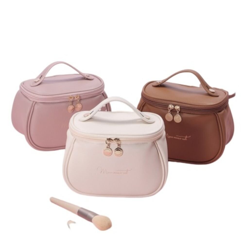 【實體店+發票】大容量手提巧形化妝包 雙拉鍊 多隔層收納包 便攜旅行 ins風 送禮-細節圖9