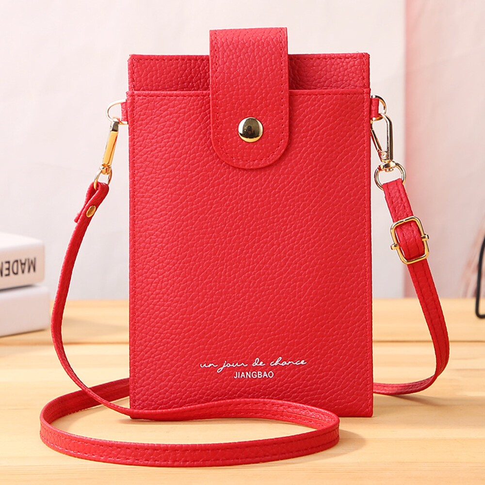 【實體店+發票】荔枝紋輕薄手機包 韓版迷你手機錢包 掛袋背帶 頸掛斜跨包 側背包 單肩女包 旅行錢包 送禮-規格圖11