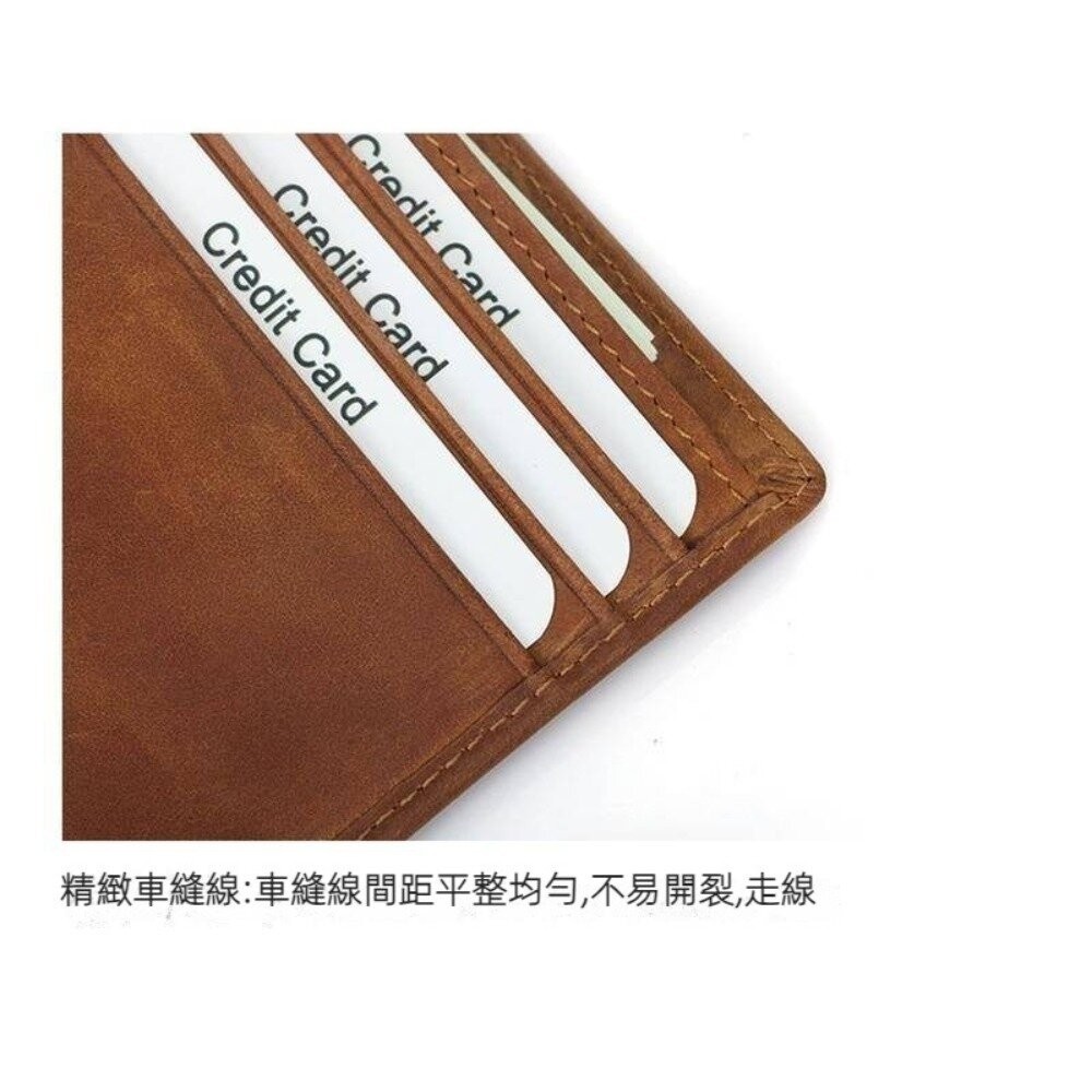 【實體店+發票】真皮防盜刷男用皮夾 男生皮夾 瘋馬皮 男皮夾 超薄短夾 錢包男 防RFID 精美禮盒 送禮-細節圖6