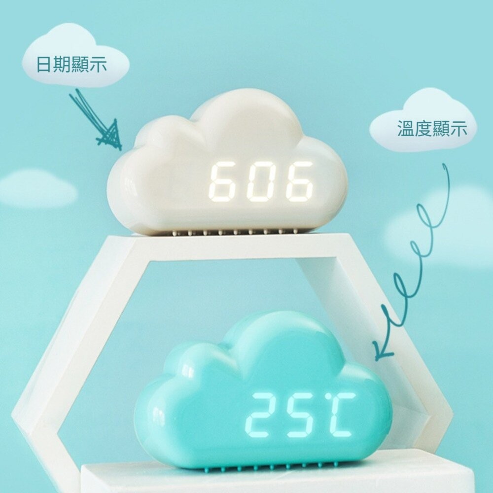 【台北士林*店面】創意雲朵鬧鐘 時鐘 多功能LED數位鬧鐘 智能鬧鐘 夜光時鐘 學生鬧鐘 交換禮物 送禮-細節圖2