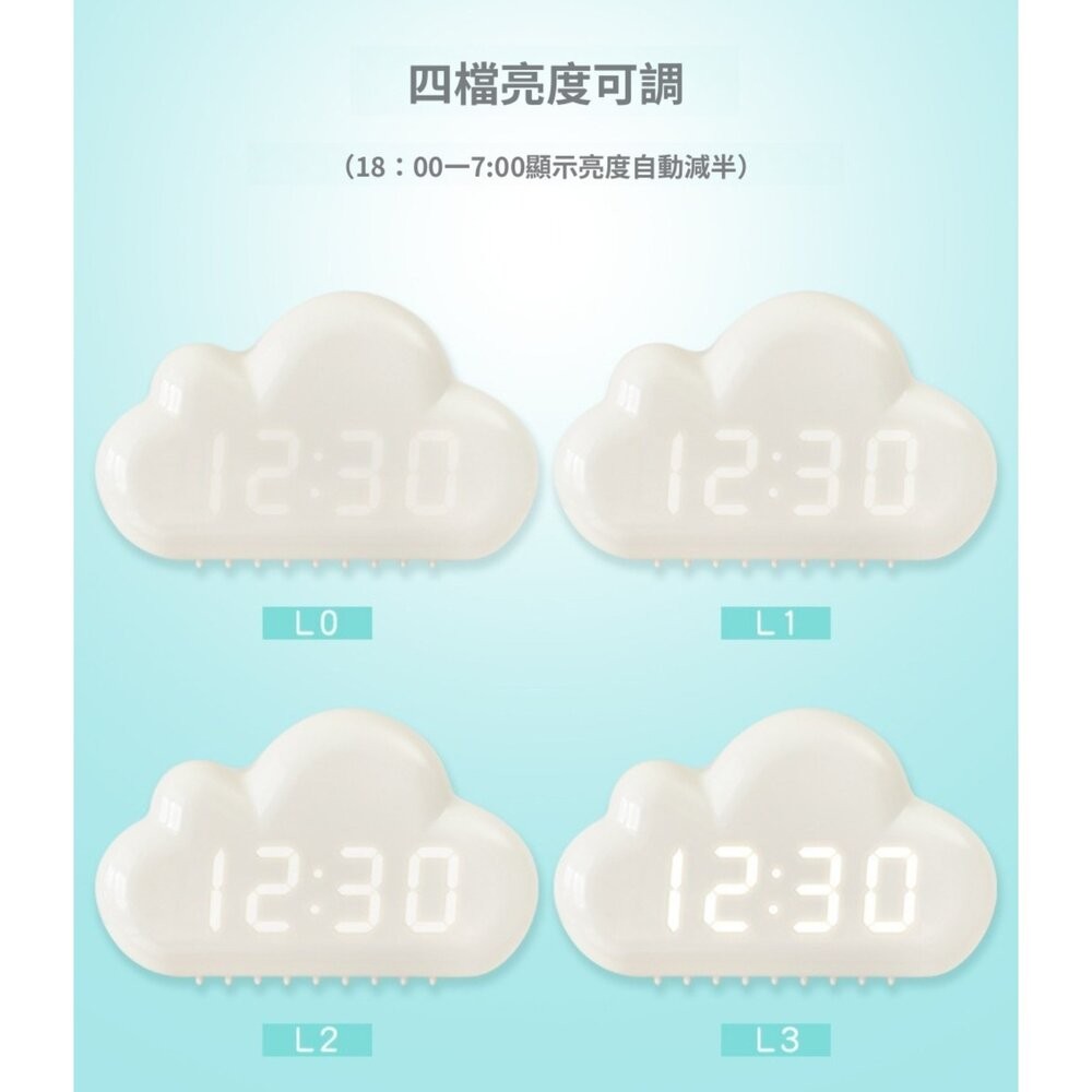 【台北士林*店面】創意雲朵鬧鐘 時鐘 多功能LED數位鬧鐘 智能鬧鐘 夜光時鐘 學生鬧鐘 交換禮物 送禮-細節圖3