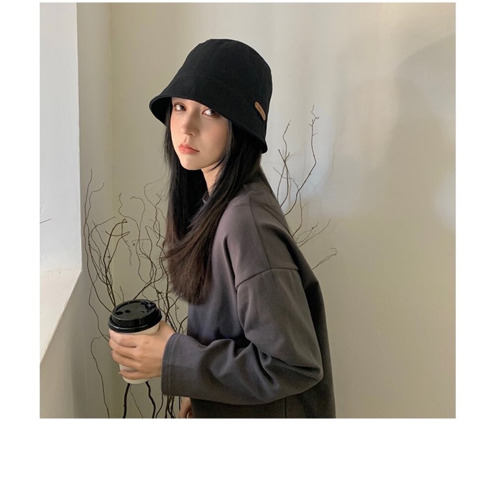 【台北士林*店面】純棉平頂漁夫帽 帽子女 韓版 遮陽帽 顯臉小 大頭圍 時尚 送禮-細節圖5
