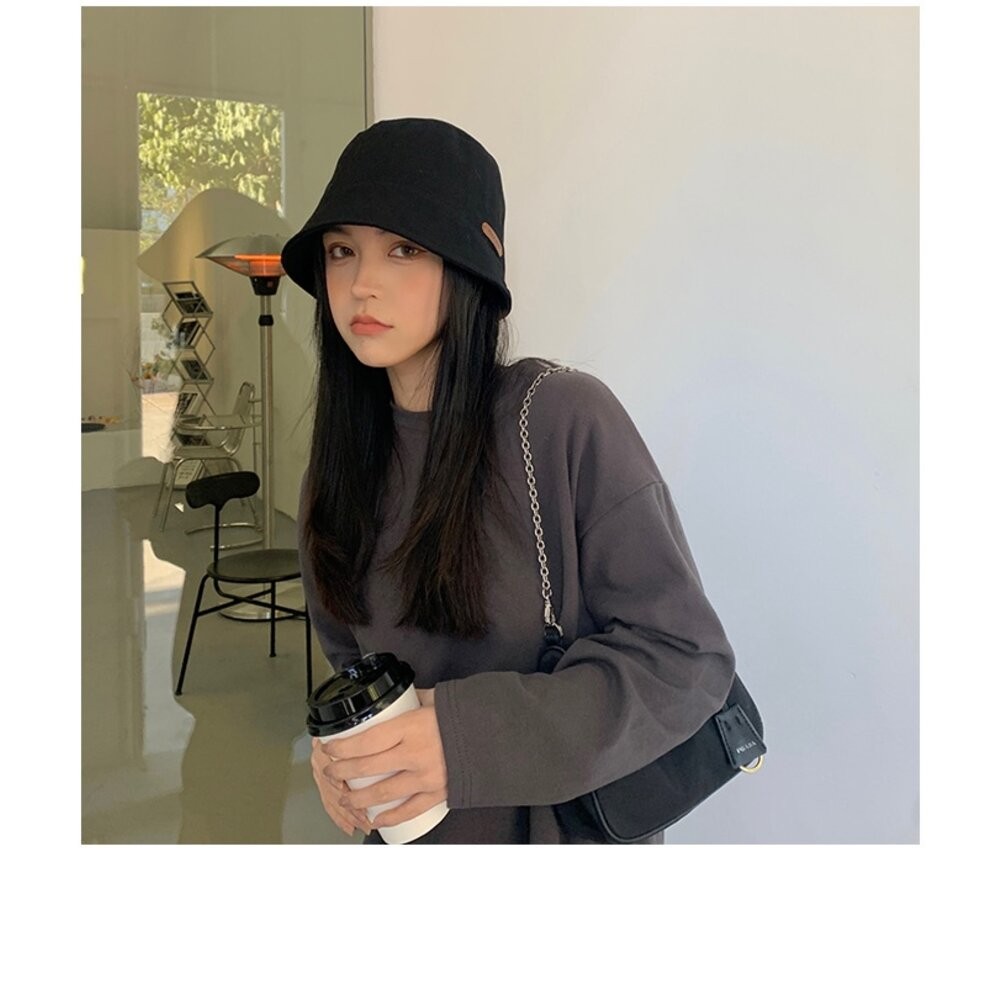 【台北士林*店面】純棉平頂漁夫帽 帽子女 韓版 遮陽帽 顯臉小 大頭圍 時尚 送禮-細節圖6