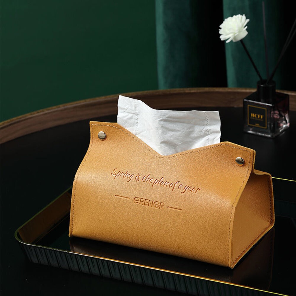 【實體店+發票】皮革質感面紙盒 收納面紙盒 紙巾盒 抽取式衛生紙盒 防塵防油防水 V口22公分大號 送禮-規格圖11