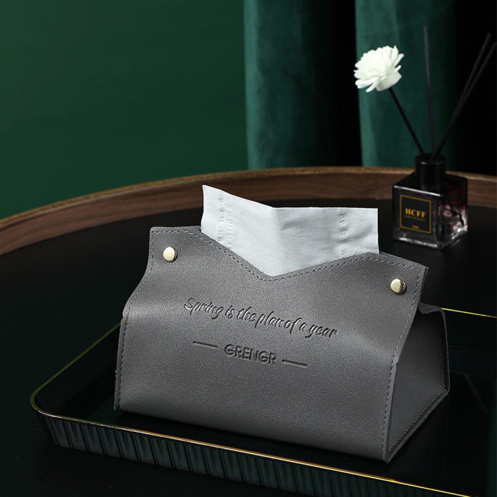 【實體店+發票】皮革質感面紙盒 收納面紙盒 紙巾盒 抽取式衛生紙盒 防塵防油防水 V口22公分大號 送禮-規格圖11