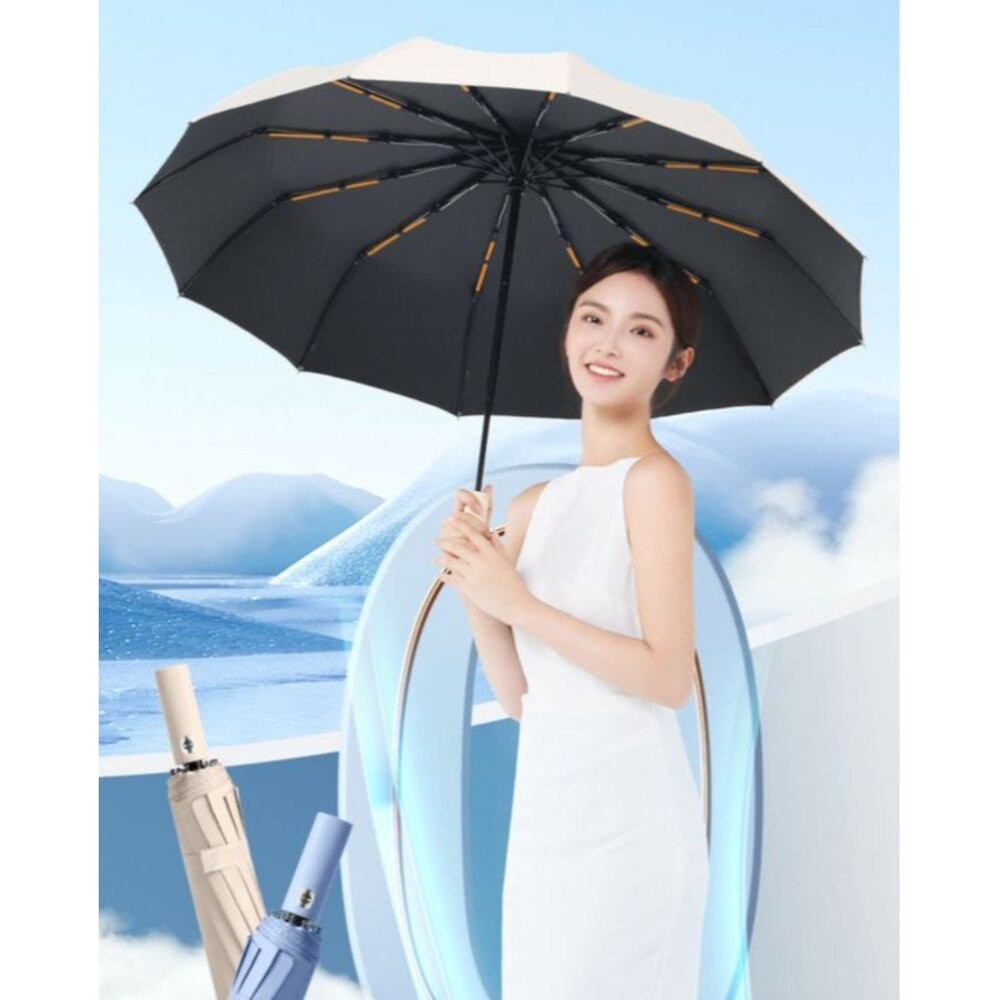 【台北士林*店面】德國款十二骨自動傘 雙龍骨全自動晴雨傘 遮陽傘 超大傘面106cm 晴雨兩用傘 自動傘 一鍵開合 送禮-細節圖2