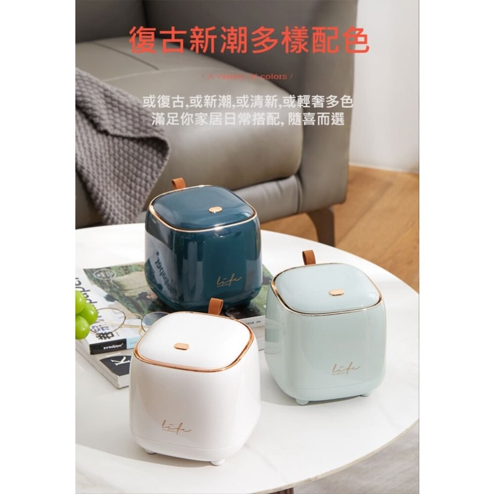 【實體店+發票】桌面按壓垃圾桶 垃圾袋不外露 桌上型小巧垃圾桶 家用帶蓋收納桶 方形整理收納盒 送禮-細節圖6